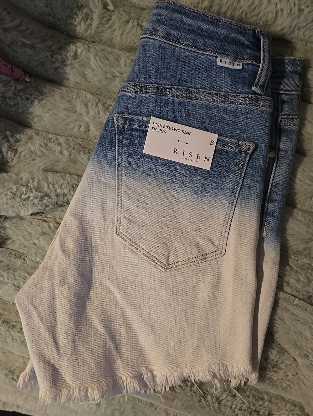 RISEN Women's Blue Ombre Denim Shorts - Picture 3 of 4